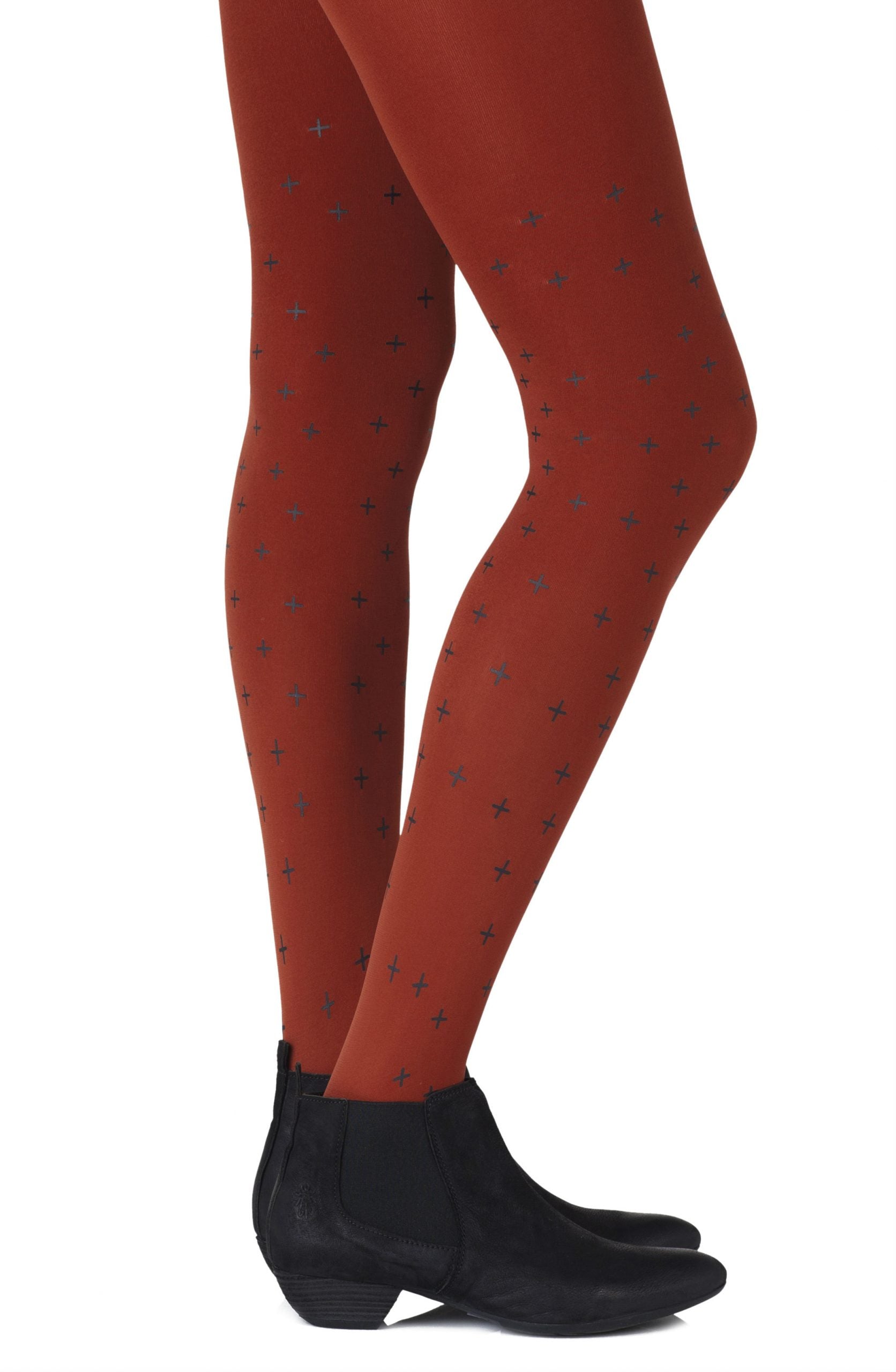 Rust Ribbed Tights Zohara